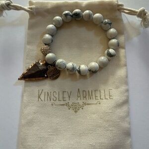 Kinsley Armelle Jasper Pepper Beaded Rhinestone Arrowhead Gold Toned Bracelet